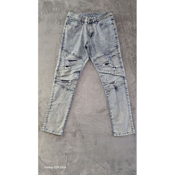 Rue 21 Skinny Arc‎ Supreme Flex Jeans Light Wash Very Distressed 32X30 - Picture 1 of 11